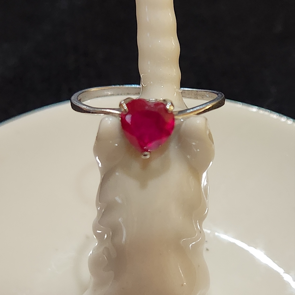 Heart-Shaped Red Gemstone Ring